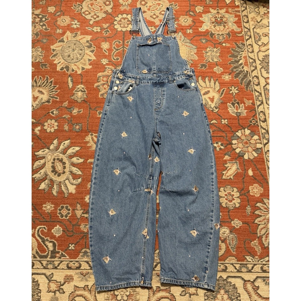 Cider Denim Overalls Womens Medium Teddy Bear Bow Bibs